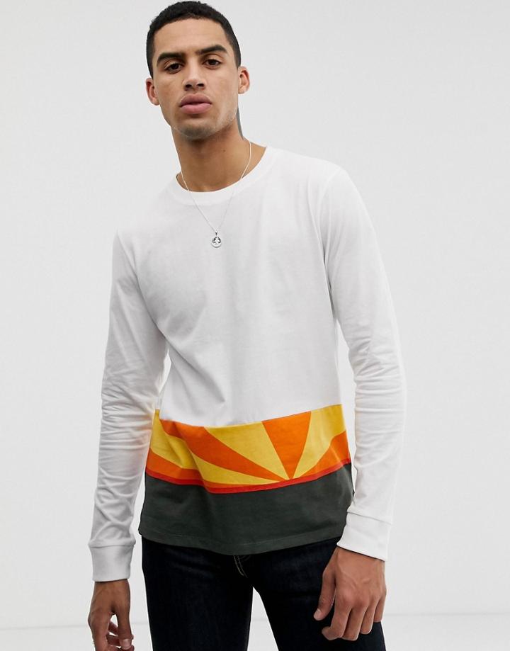 Hymn Sunset Color Block Long Sleeve T-shirt-navy