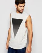 Asos Nepp Longline Sleeveless T-shirt With Triangle Print - Ecru