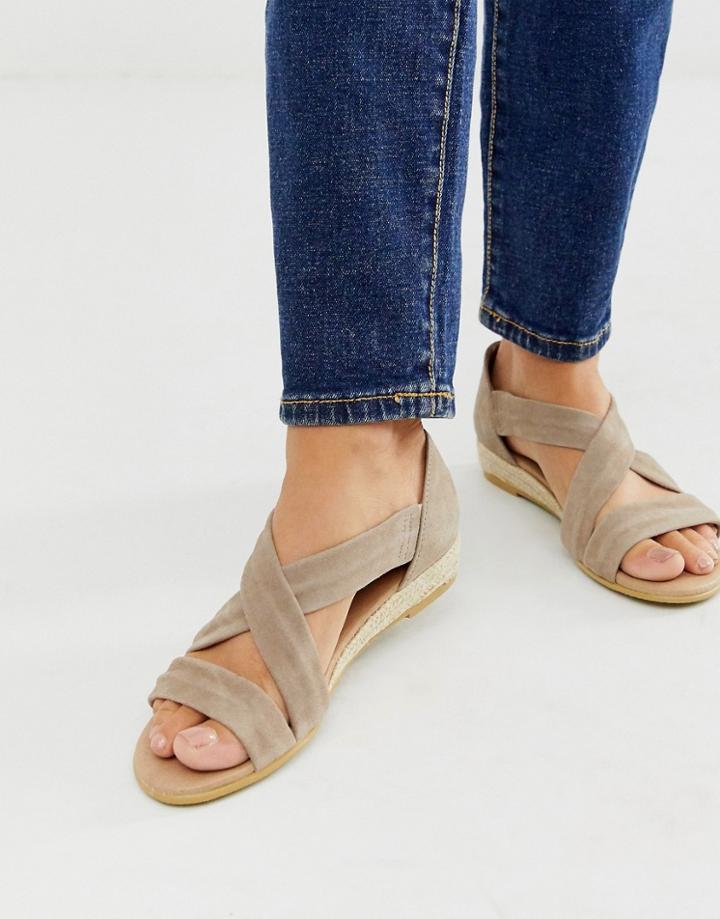 Office Hallie Camel Suede Espadrille Flat Sandals - Pink