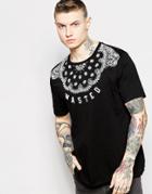 Asos T-shirt With Bandana Yoke Print In Relaxed Fit In Black - Black