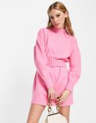 & Other Stories Recycled Polyester Belted Mini Dress In Pink