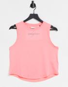 Superdry Sport Training Logo Tank Top In Coral-orange