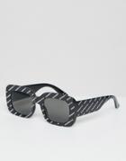 Asos Design Chunky Rectangle Sunglasses In Monogram - Black