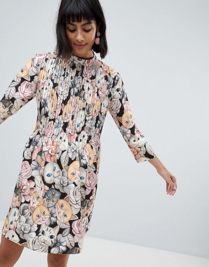 Paul & Joe Sister Structured Cat Print Skater Dress - Multi