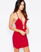 Oh My Love Bodycon Mini Dress With Strap Detail - Red