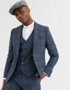 Shelby & Sons Slim Suit Jacket In Blue Check-blues