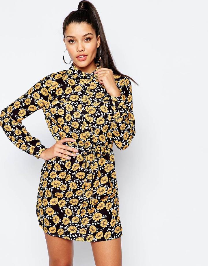 Missguided Floral Print Utility Shirt Dress - Multi