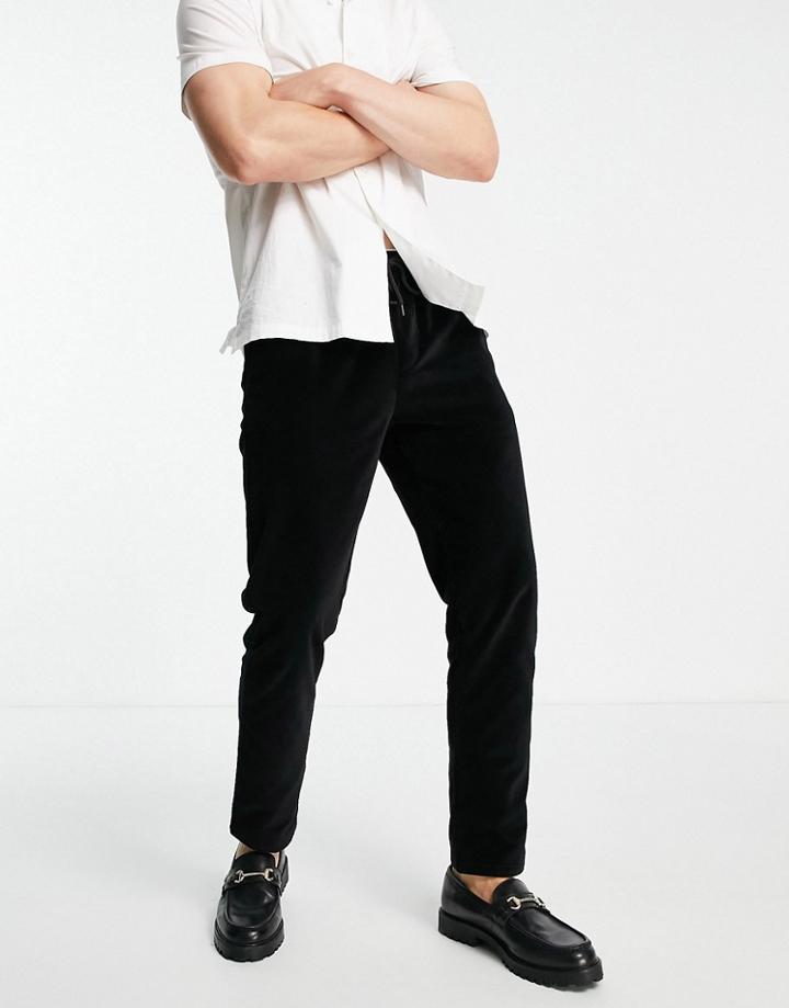 Asos Design Slim Fit Pants In Velvet Moleskin Look In Black