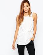 Asos Tie Detail Tunic In Crepe - Ivory
