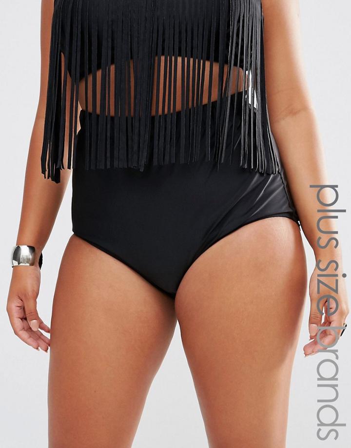 Monif C Curve Black High Waist Bikini Bottom - Black