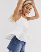 New Look Tiered Cami In White - Cream