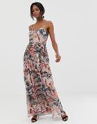 Little Mistress Cami Strap Maxi Dress In Floral Print - Multi