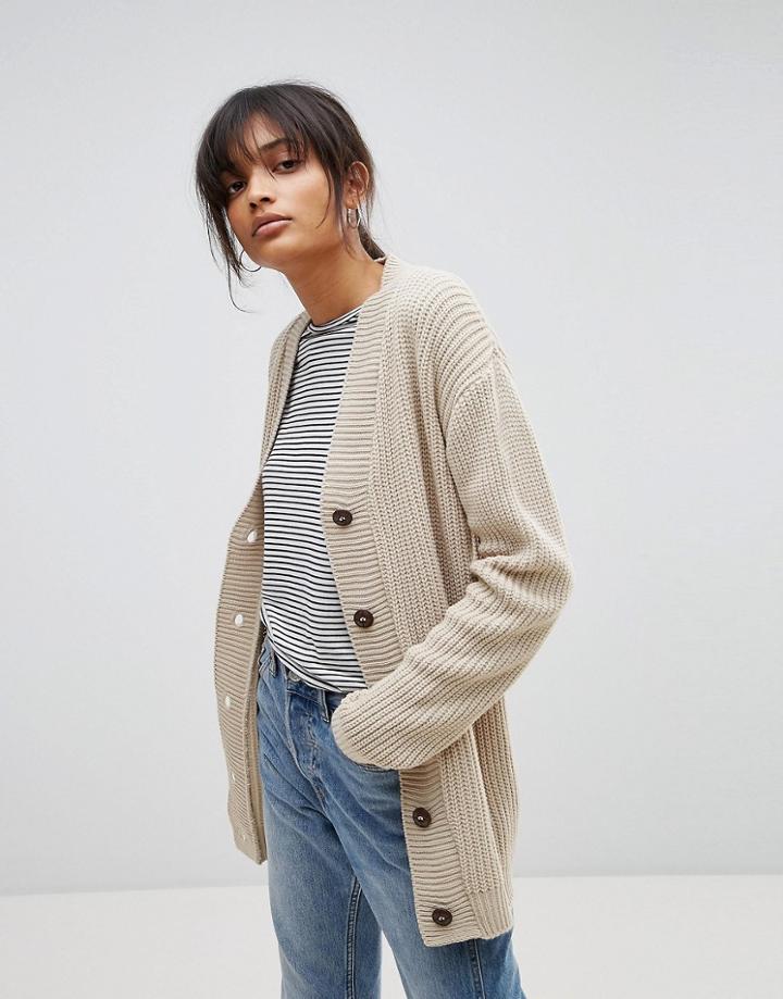 Boohoo Knitted Cardigan - Beige