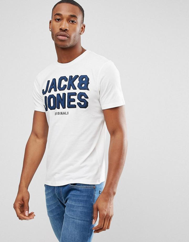 Jack & Jones Originals T-shirt With Embroided Branding - White