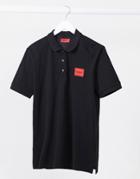 Hugo Dereso Contrast Box Logo Polo In Black