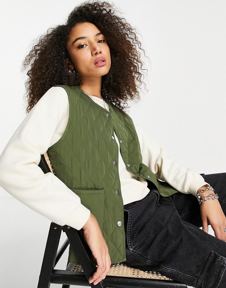 Only Marie Quilted Vest In Green