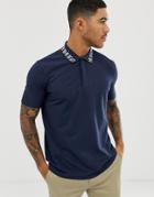 Hugo Dewayne Collar Logo Polo In Navy - Navy