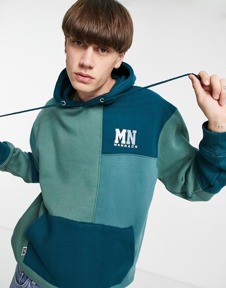 Mennace Hoodie In Forest Green With Splicing - Part Of A Set