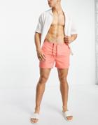 Only & Sons Swim Shorts In Coral-orange