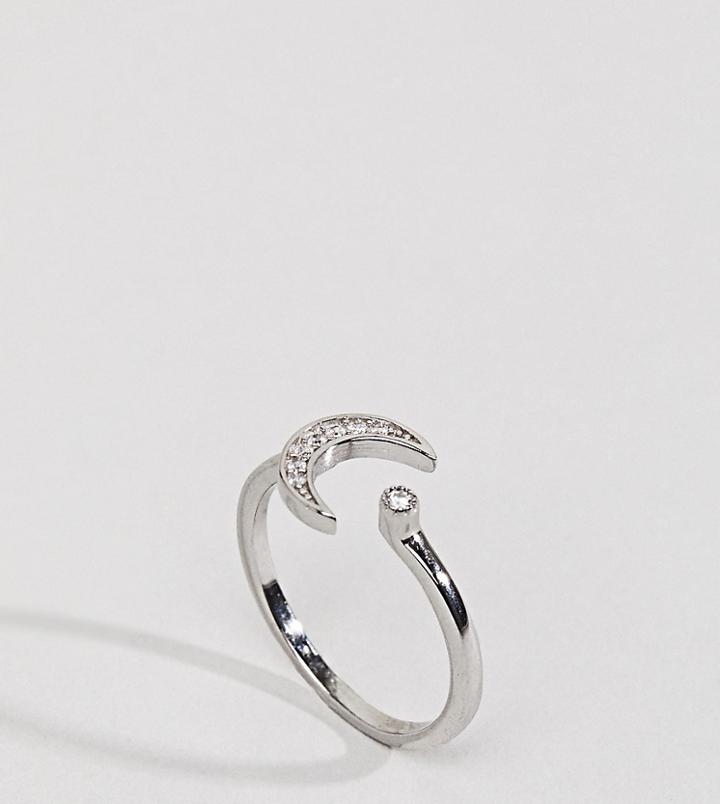 Regal Rose Sterling Silver Moon & Star Ring - Silver