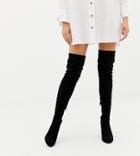 Asos Design Wide Fit Kassidy Heeled Over The Knee Boots - Black