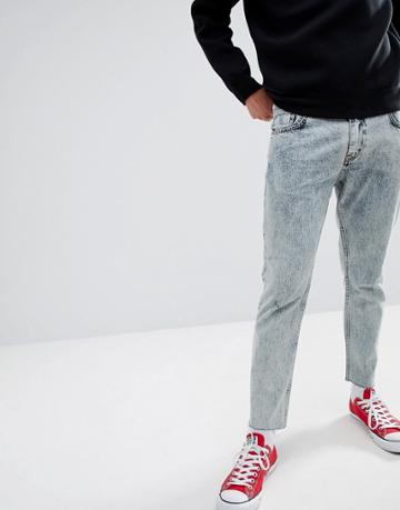 Just Junkies Tapered Jeans In Acid Wash-blue