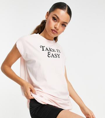 Hoxton Haus Petite Logo Gym Tank Top In Stone-neutral