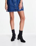 Glamorous Heeled Ankle Boots In Black Knit