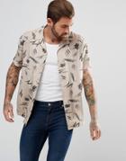Illusive London Muscle Shirt In Stone With Retro Print - Stone