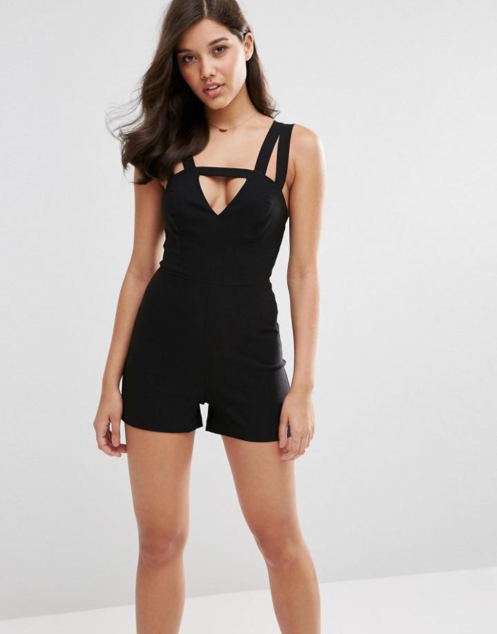 Asos Sculpt Me Romper With Multi Strap Detail - Black