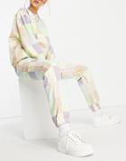 Daisy Street Relaxed Coordinating Sweatpants In Patchwork Pastel-multi