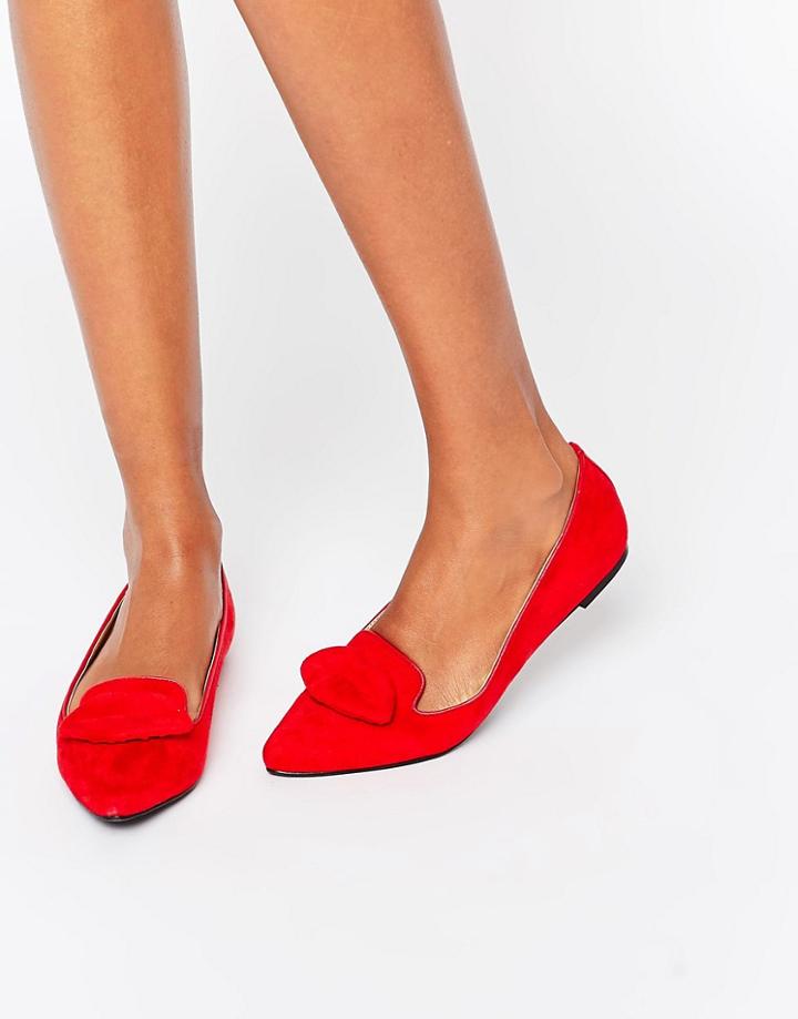 London Rebel 3d Lips Flat Ballerinas - Red