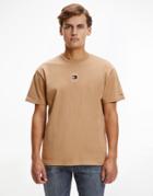 Tommy Jeans Tiny Circular Logo T-shirt In Tan-brown
