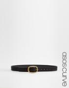 Asos Curve Rectangle Buckle Jeans Belt - Black