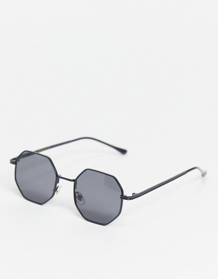Jeepers Peepers Unisex Hexagonal Sunglasses In Black