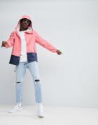 Herschel Supply Co Forecast Hooded Coach Jacket Rubberised In Pink/navy - Pink