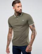 Fred Perry Slim Fit Tipped Polo In Olive - Green