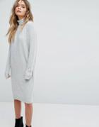 Y.a.s Knitted Roll Neck Dress-gray