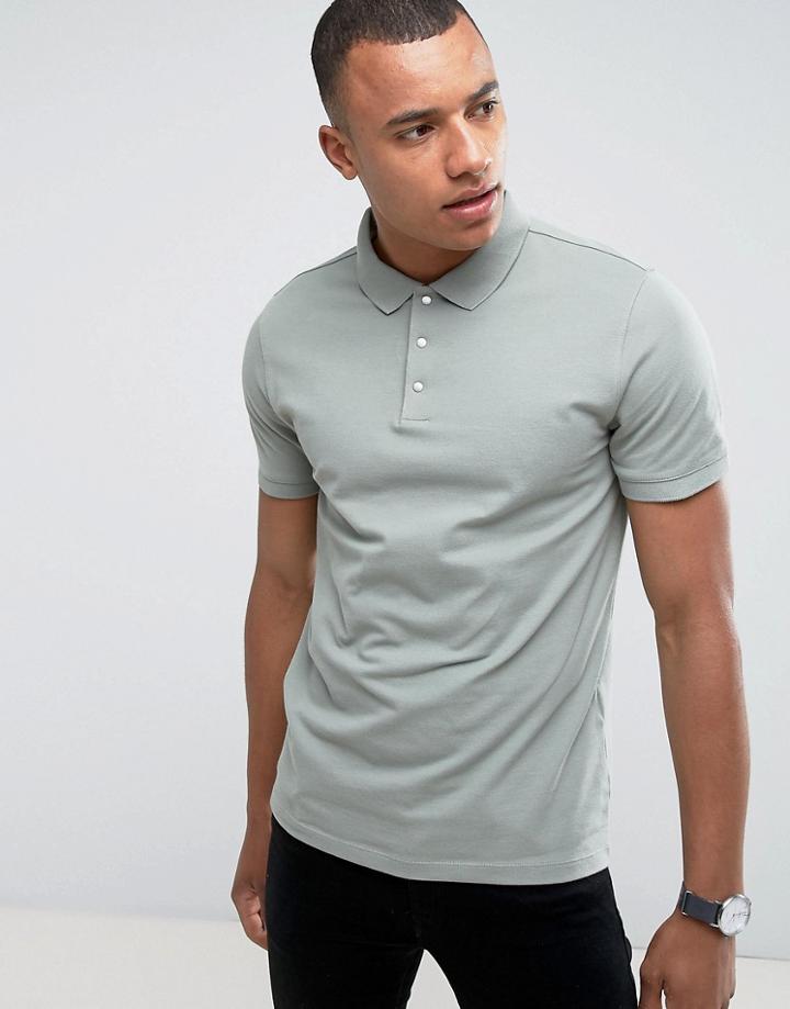 Selected Homme Polo In Khaki - Green