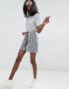 Asos Lace Up Mini Skirt In Stripe - Multi