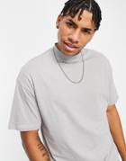 New Look Oversized Turtle Neck T-shirt In Light Gray-grey