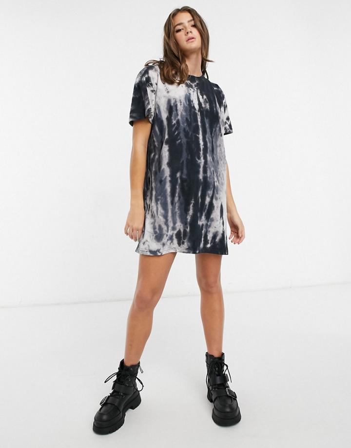 Daisy Street Relaxed T-shirt Dress In Tie Dye-grey