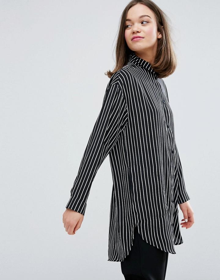 Monki Longline Stripe Shirt - Multi