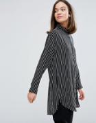 Monki Longline Stripe Shirt - Multi