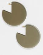 Asos Design Hoop Earrings In Solid Resin Shape - Gray