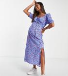 Nobody's Child Maternity Rosie Strawberry Print Dress In Blue