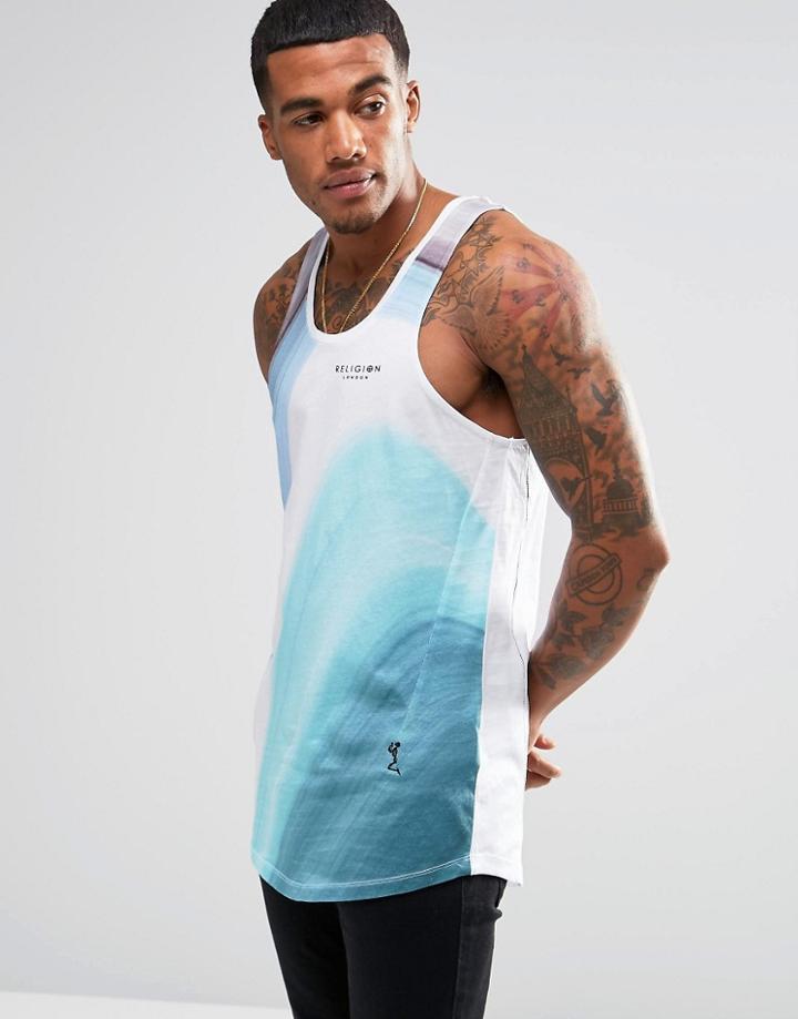 Religion Tank With All Over Space Graphic Print - White