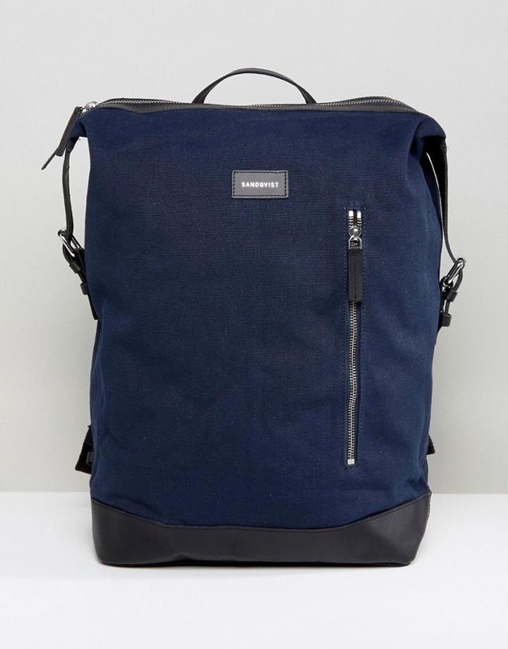Sandqvist Adam Backpack In Black - Navy