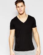 Boss Orange T-shirt With V Neck Regular Fit In Black - Black