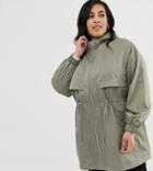 Asos Design Curve Lightweight Parka With Jersey Lining - Green
